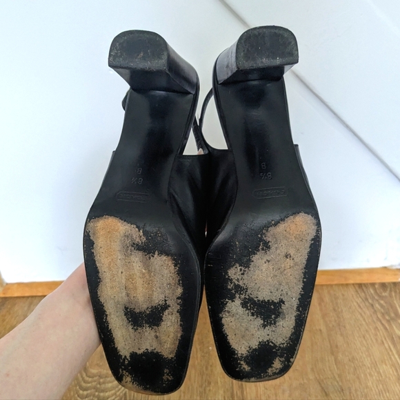 Vintage Coach Italian Leather Square Toe Sling Back Heels "Breene" Size 8.5 - Picture 5 of 7